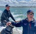 Andrew Plympton aboard Margaret Rintoul V, which he absolutely adored, and sporing a jacket from his successful times aboard the Couta Boat, Wagtail © Damien King