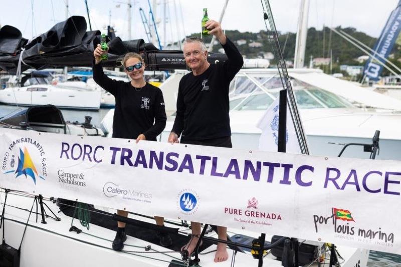 The Tigris duo received a warm welcome on the dock after 18 days at sea and hand steering most of the way  - photo © Arthur Daniel / RORC