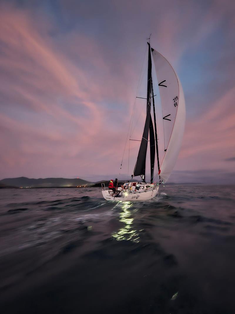 Jupiter heading to the finish and the overall win -  2024 Pittwater to Coffs Harbour Yacht Race photo copyright RPAYC Media taken at Royal Prince Alfred Yacht Club and featuring the IRC class