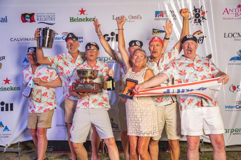 'The Poole Pirates' - Tim Ford's team racing in Bareboat 1 on Braque KH+P (GBR) won class and Bareboat overall in a competitive fleet - Antigua Sailing Week photo copyright Takumi Media taken at Antigua Yacht Club and featuring the IRC class