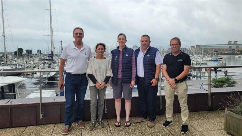 Port Chantereyne, Cherbourg: (L to R) Jeremy Wilton - RORC CEO, Manuela Mahler - President of the Association Arrivée Fastnet Cherbourg, Deb Fish - RORC Commodore, Steve Cole - RFR Race Director, Olivier Gosselin President of the Yacht Club de Cherbourg - photo © RORC