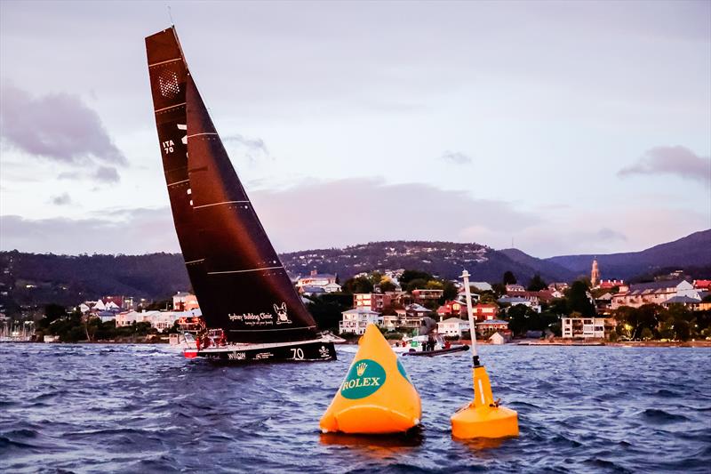 Celestial V70 crosses the finish line in the River Derwent - 2024 Rolex Sydney Hobart Yacht Race - photo © CYCA | Salty Dingo