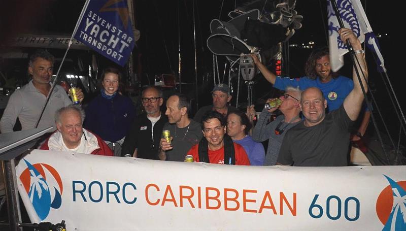 Team Scarlet on Emily of Cowes after arriving back in Antigua in the early hours  - photo © RORC