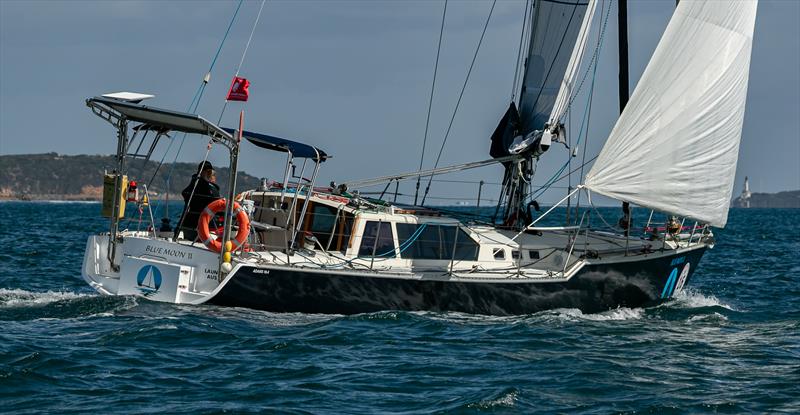 Blue Moon II first over the line in the main start - Melbourne Osaka Cup photo copyright Al Dillon taken at Ocean Racing Club of Victoria and featuring the IRC class