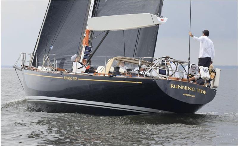 Running Tide, a Sparkman & Stephens 61 skippered by Beau Van Metre, begins the voyage down the Chesapeake Bay shortly after starting the 40th biennial Annapolis-to-Newport Race - photo © Willy Keyworth