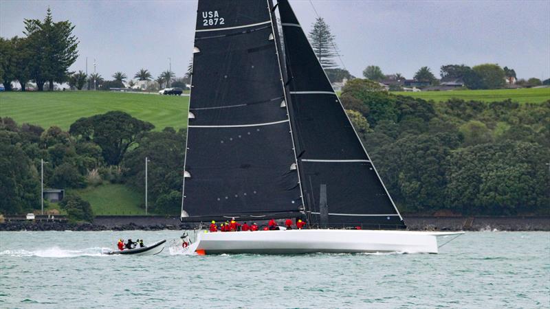 Lucky about to cross the finish line in Auckland - Finish Sydney Auckland Race - October 14, 2025 photo copyright Richard Gladwell - Sail-World.com/nz taken at Royal Akarana Yacht Club and featuring the IRC class