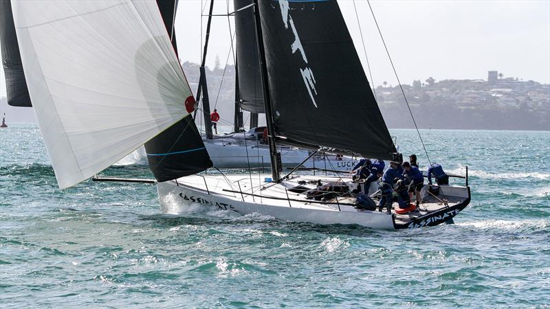 Lucky over takes Sassinate - Coastal Classic - October 24, 2025 - photo © Richard Gladwell - Sail-World.com/nz