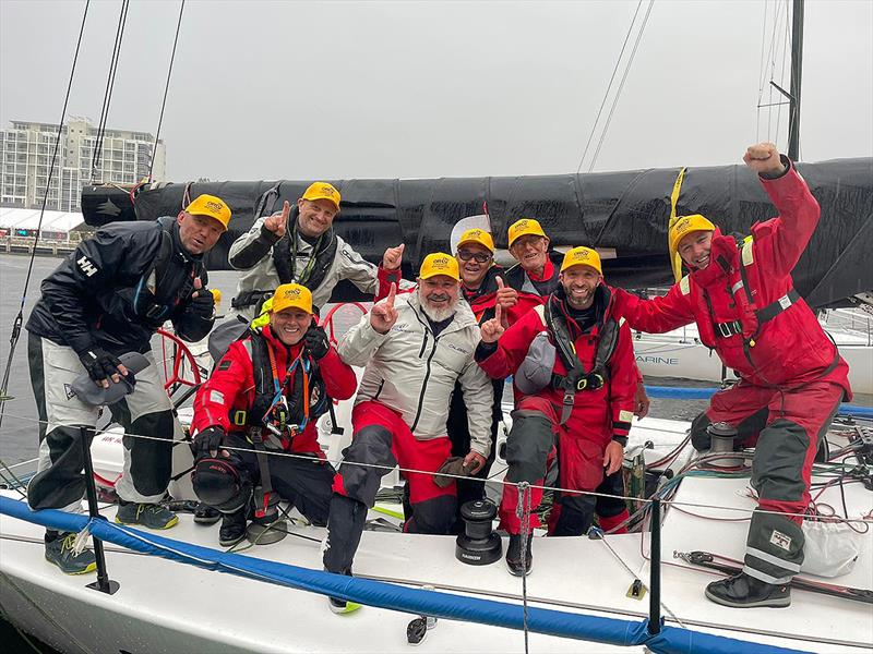 The Jackal crew having arrived into Hobart photo copyright ORCV Media taken at Ocean Racing Club of Victoria and featuring the IRC class