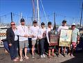 Commodore Alli Bell and Regatta Chair S/C Kyle Clark awarding the winning trophies to Rodney Pimentel and the crew of Azure &copy; Lisa Bronitt | Ultimate Sailing