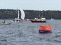 Travis Odenbach and his Honeybadger crew mere boatlengths away from winning the 2024 Beecher's Handmade Cheese J/24 World Championship © David Schmidt