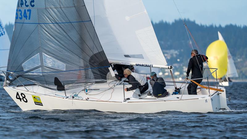 Mike Goldfarb and his War Canoe team from CYC Seattle challenging for 3rd place after day 3 - J/24 World Championship in Seattle - photo © Dennis Pearce