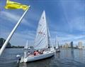 J/27 Massachusetts crosses the finish line in the 2024 Philadelphia Cup Regatta © Rian Bareuther