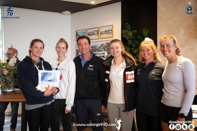 2021 J70 Australian Championships First Youth Team, Spike skippered by Laura Harding with Matt McCarthy, Vice Commodore BYS - photo © Nic Douglass / www.AdventuresofaSailorGirl.com