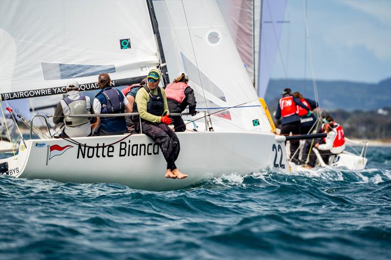 Local boat Notte Bianca, skippered by Ethan O'Brien enjoying the local conditions - Victorian J70 State Championships, Day 1 photo copyright Alex Dare, Down Under Sail taken at Blairgowrie Yacht Squadron and featuring the J70 class