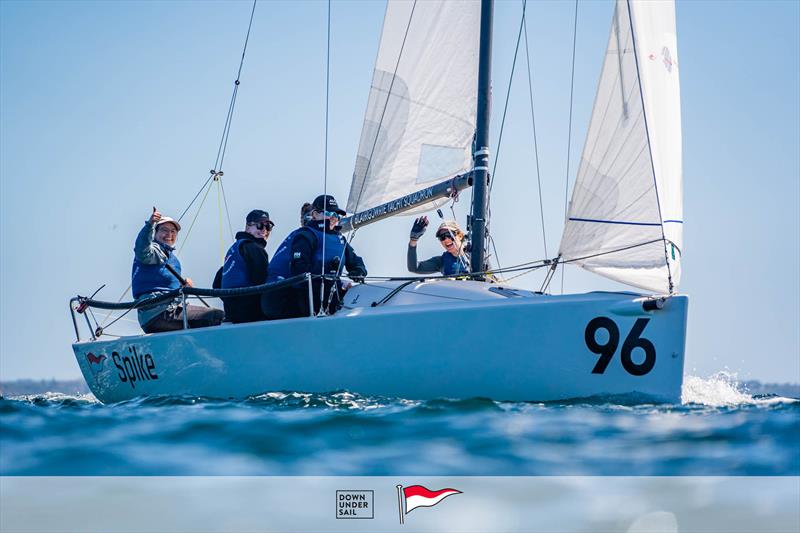 Sian Harding's Spike enjoying the weather at Blairgowrie - Victorian J70 State Championship 2024 photo copyright Alex Dare, Down Under Sail taken at Blairgowrie Yacht Squadron and featuring the J70 class