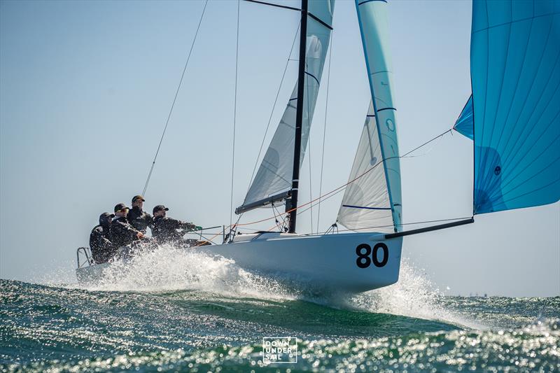 Chris Dare's Ambition leads the fleet heading into the final day - 2025 J/70 Australian Championship photo copyright Alex Dare, Down Under Sail taken at Sandringham Yacht Club and featuring the J70 class