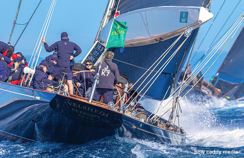 Velsheda and Svea upwind photo copyright Bow Caddy Media taken at Yacht Club Costa Smeralda and featuring the J Class class