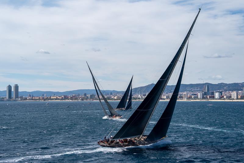 Rainbow, Velsheda, and Svea. J Class World Championship - October 8, 2024 - Barcelona - photo © Ian Roman / America's Cup