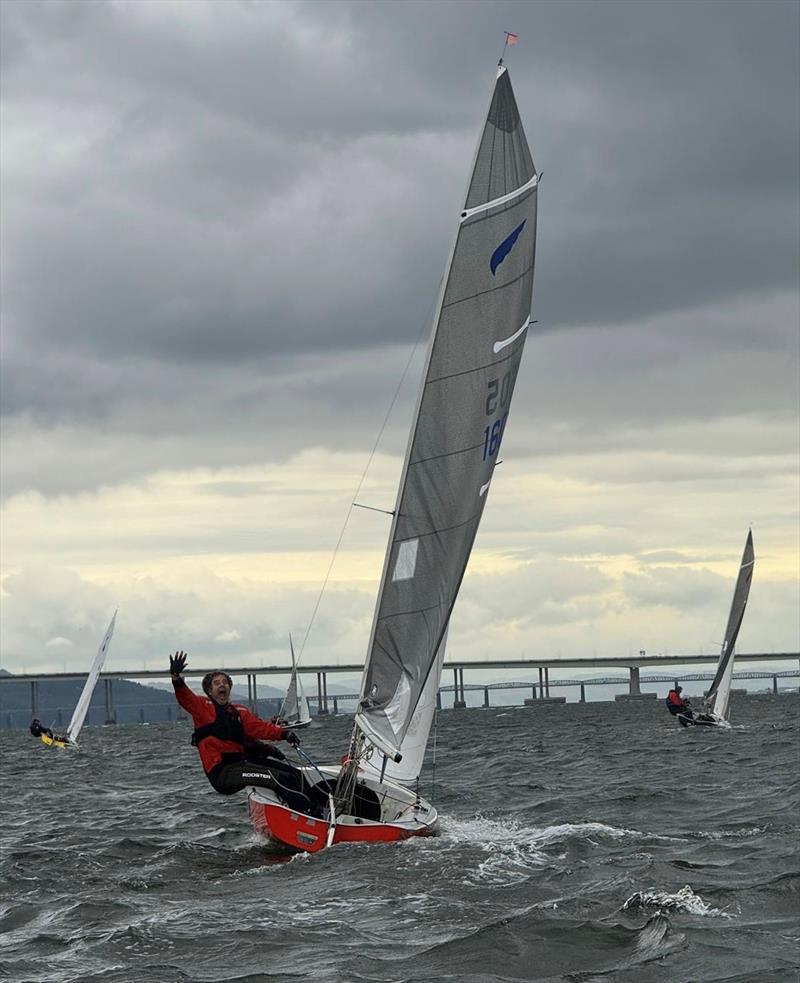 Kestrel Nationals 2024 at Royal Tay - Paul Wilkinson clearly enjoying the long distance race photo copyright Le Mare taken at Royal Tay Yacht Club and featuring the Kestrel class