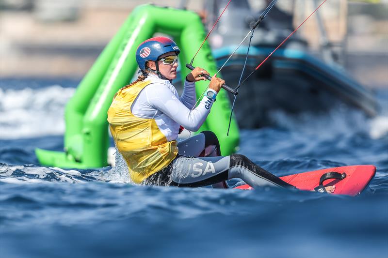 USA's Daniela Moroz during Women's Kite Semi-Final A Race 1 at the Paris 2024 Olympics photo copyright World Sailing / Lloyd Images taken at  and featuring the Kiteboarding class