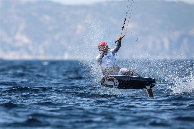 Italy's Riccardo Pianosi during Men's Kite Semi-Final A at the Paris 2024 Olympics - photo © World Sailing / Sander van der Borch