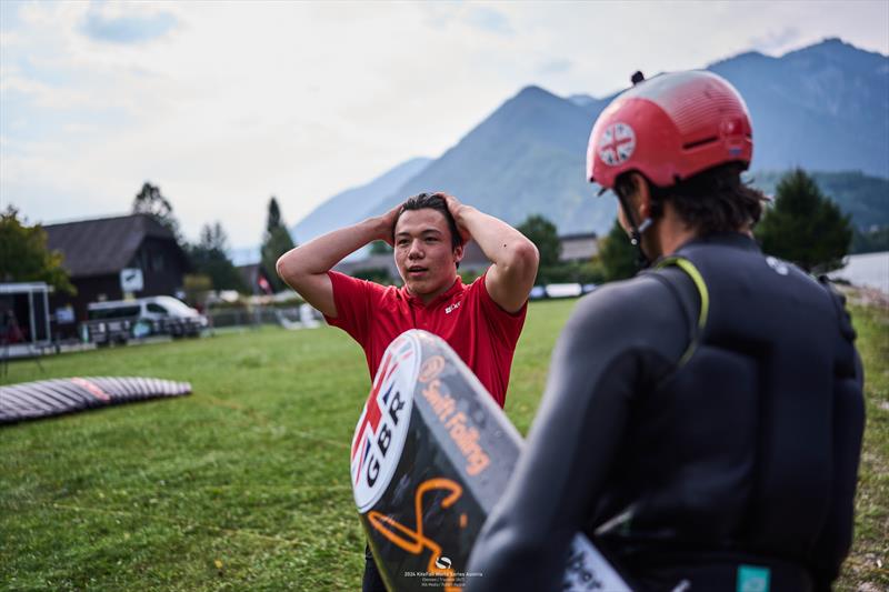 `What did I do!` Maeder regretting his challenge to Dickinson - 2024 KiteFoil World Series Austria day 1 - photo © IKA Media / Robert Hajduk