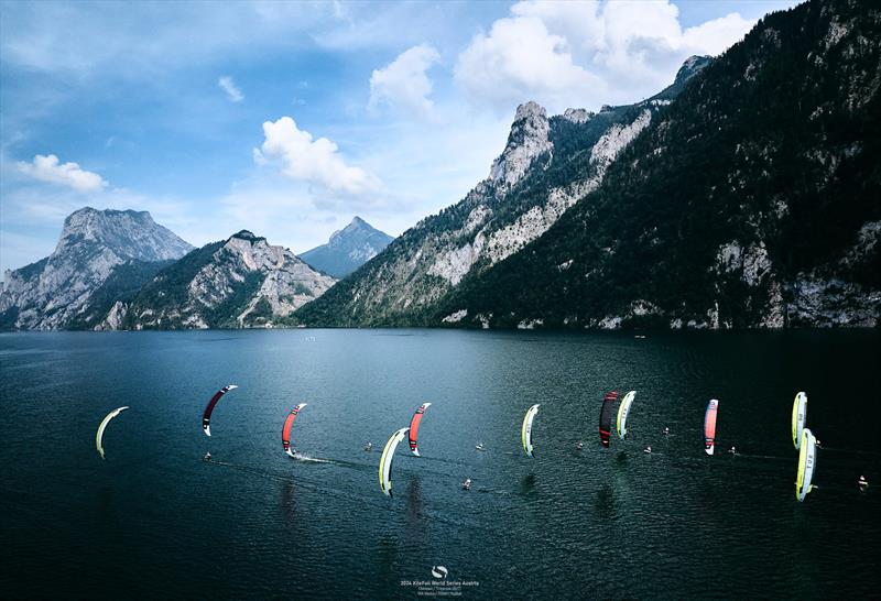 An array of new colours and new kite designs on the race track - 2024 KiteFoil World Series Austria photo copyright IKA media/ Robert Hajduk taken at  and featuring the Kiteboarding class