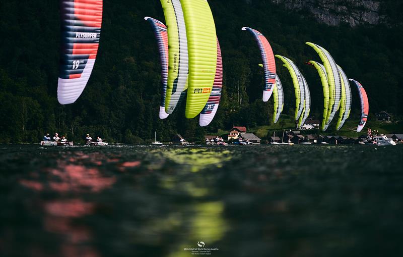 An array of new colours and new kite designs on the race track - 2024 KiteFoil World Series Austria photo copyright IKA media/ Robert Hajduk taken at  and featuring the Kiteboarding class