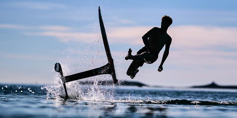 Baker trying to pump foil while waiting to race - 2024 Formula Kite Youth European Championships - photo © IKA media/Robert Hajduk