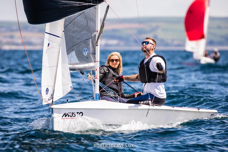 Day 2 of the Musto Lark Nationals at Pentewan photo copyright Robert Deaves / www.robertdeaves.uk taken at Pentewan Sands Sailing Club and featuring the Lark class