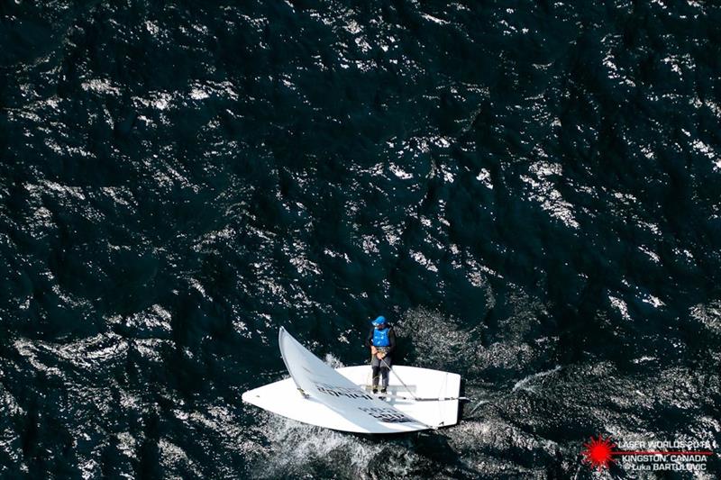 Nick Thompson on day 6 of the Laser Standard Men's Worlds photo copyright Luka Bartulovic / SailingShot taken at CORK and featuring the ILCA 7 class