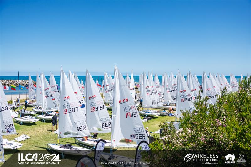 2024 ILCA 7 Men World Championship Day 3 photo copyright Jack Fletcher / Down Under Sail taken at Adelaide Sailing Club and featuring the ILCA 7 class