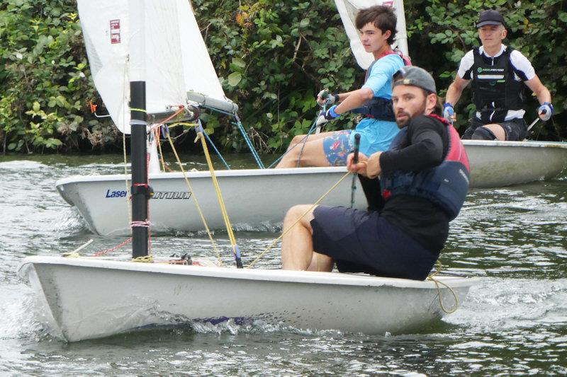 Laser class winner Tom Bull from Tamesis (nearest camera) gets in front of second-placed clubmate Henry Medcalf and Minima's Keith Payne - Minima Regatta 2024 - photo © Rob Mayley