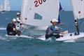 Greta Pilkington leads Louie Poletti - ILCA (Laser) NZ National Championship - Napier - January 2023 © Richard Beauchamp