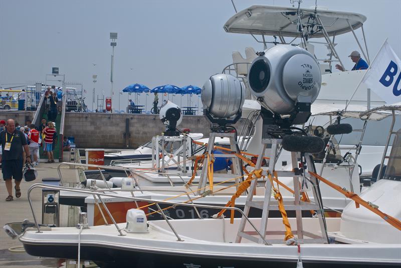 Sailing is one of the most expensive Olympic Events to cover - and one of the least watched - camera boats Qingdao Olympic Regatta 2008 - photo © Richard Gladwell