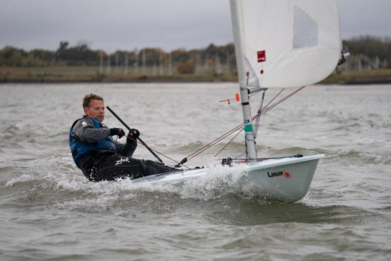 Keith Gilmore sits in third overall currently - second week of the RCYC Snow Globe photo copyright Petru Balau Sports Photography / sports.hub47.com taken at Royal Corinthian Yacht Club, Burnham and featuring the ILCA 6 class