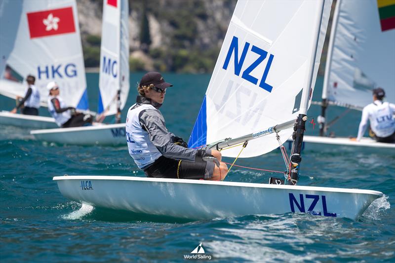 Zac Stebbe  (NZL)  - Male Dinghy - ILCA 6 - 2024 Youth World Sailing Championships - Lake Garda - Italy - July 2024 photo copyright Simon Palfrader taken at Takapuna Boating Club and featuring the ILCA 6 class