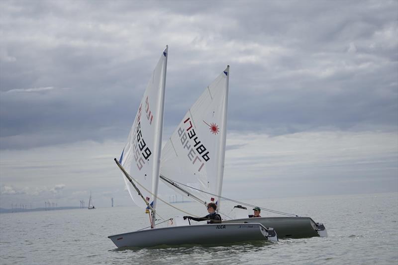 Solway Yacht Club Cadet Week - This close all week! Arch rivals Toby Iglehart (173486) and Finn Harris (225639) were rarely further apart than this - photo © Finlay Train