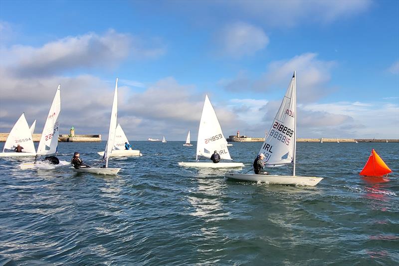 The sunshine and blue skies are deceptive for these ILCA 6s as the air temperature was about 3degC - Viking Marine Dun Laoghaire Frostbites week 1 photo copyright Ian Cutliffe taken at Dun Laoghaire Motor Yacht Club and featuring the ILCA 6 class