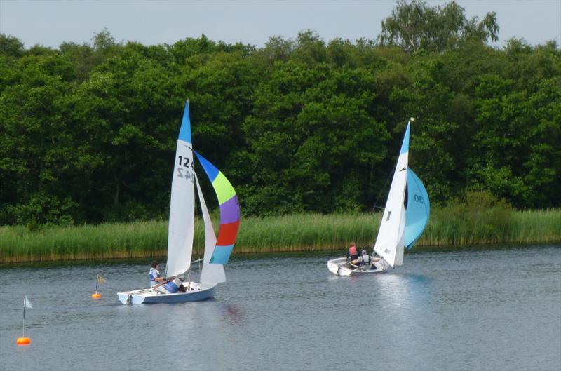 Hobson spinnakers during the Leader open at Rollesbury Broad photo copyright Leader class taken at Rollesby Broad Sailing Club and featuring the Leader class