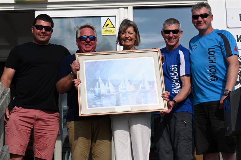 Winners (L-R) Alan MacLeod, John McNeilage, Alan Harper and Alan DeVenney with Liz Macdowell - Loch Long One-Design National Championship at Aldeburgh photo copyright Fleur Hayles taken at Aldeburgh Yacht Club and featuring the Loch Long One Design class