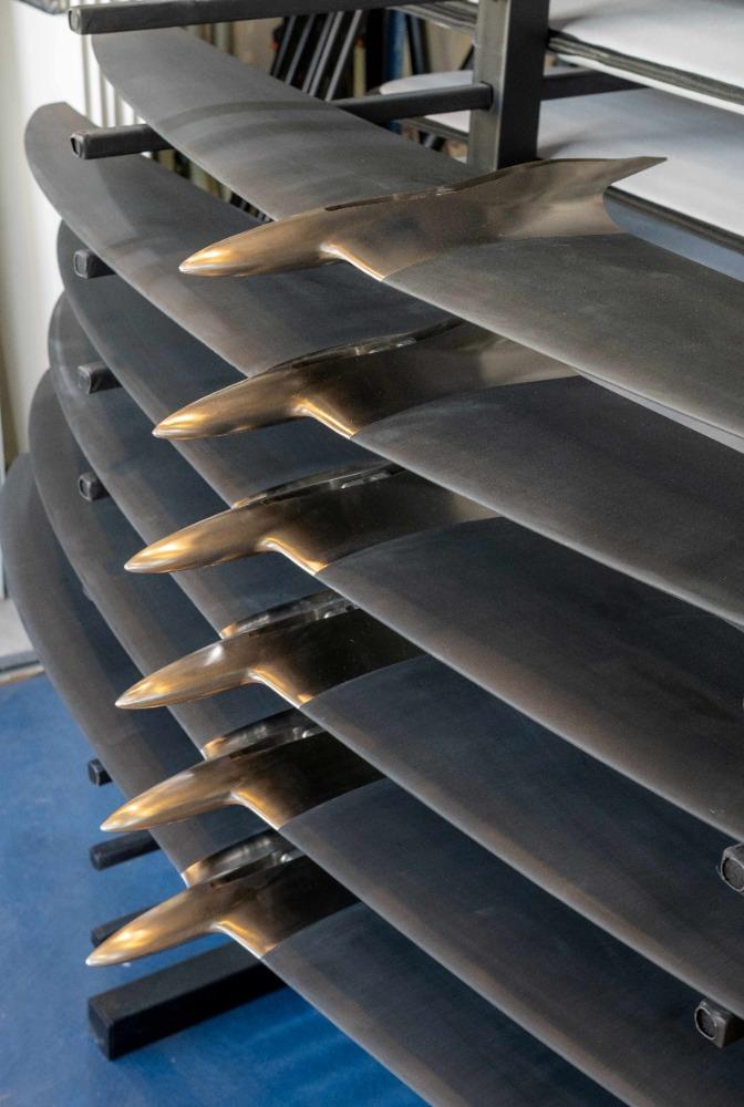 The finished light air F50 rudder foils - Mackay Boats - September 2025 photo copyright Mackay Boats taken at Wakatere Boating Club and featuring the  class
