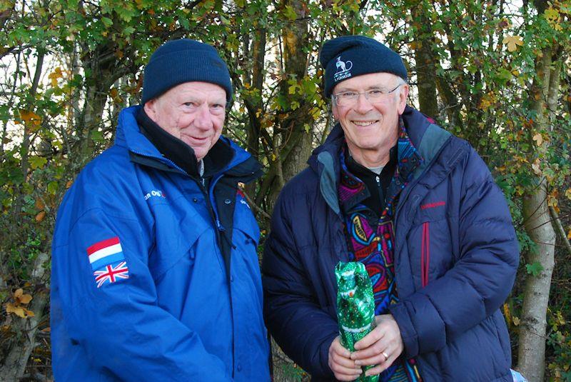 RO Hugh McAdoo (L) presents a prize to Nigel Barrow (R) - Marblehead Brass Monkey and GAMES 13 event at Abbey Meads, Chertsey - photo © Slieve Mcgalliard