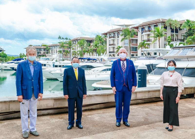 TIBS 2022. From left to right: Gulu Lalvani, Royal Phuket Marina; Narong Wun Siew, Governor of Phuket; David Hayes, CEO JAND Events; and Nanthasiri Ronnasiri, Director of the TAT Phuket Office. - photo © Thailand International Boat Show