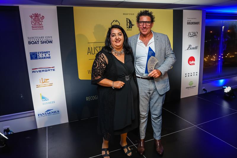 Shane Subichin, The Boat Works presented with a 2022 Australian Marine Industry Award by Nav Bajwa, BOQ Business photo copyright Salty Dingo taken at Southport Yacht Club and featuring the Marine Industry class