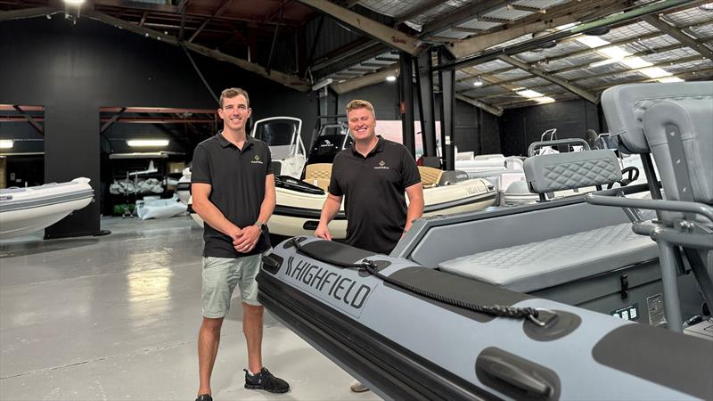 Michael and Ben at Marineco photo copyright Highfield Boats taken at  and featuring the Marine Industry class
