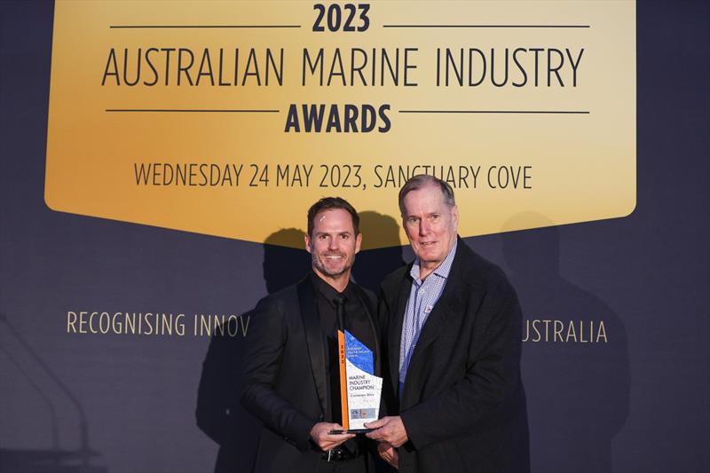 'The 2023 Marine Industry Champion of the Year,' presented by Steve Fisher from Rivergate Marina & Shipyard and received by Cameron Bray, The Superyacht People - photo © Salty Dingo