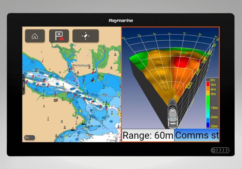 Daniamant's EchoPilot FLS 3D Raymarine Display Front View Split Screen - photo © Daniamant