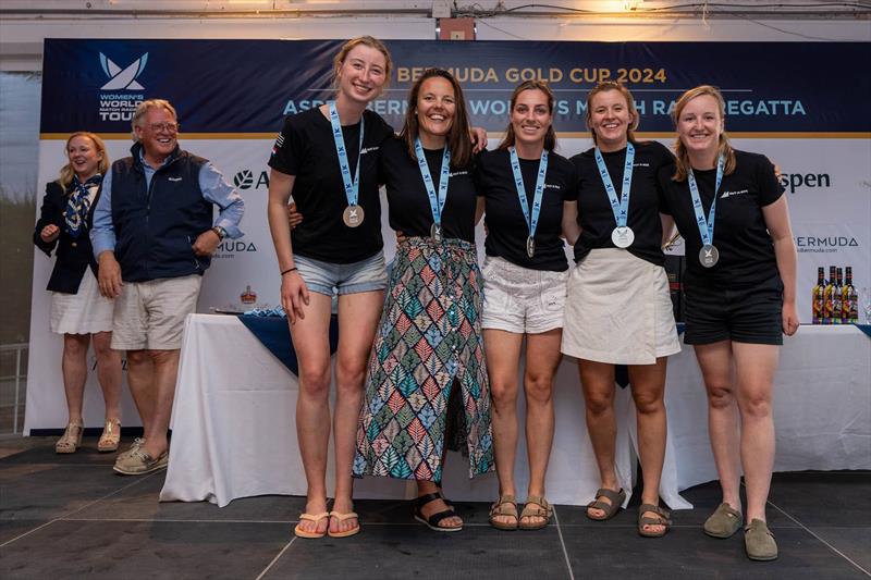 Team Out of the Box finishing third overall for the 2024 Women’s World Match Racing Tour  Ismene Usman, Eva Asbeek Brusse, Nerine Usman, Saar van Bemmel, Julioe Aartsen (far right) - 2024 Aspen Bermuda Women's Match Racing Regatta photo copyright Ian Roman / WMRT taken at Royal Bermuda Yacht Club and featuring the Match Racing class