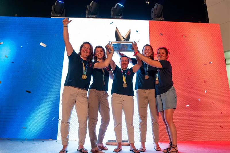 Match in Pink Normandy Elite Team winning the 2024 Women's Match Racing World Championship in December (pictured left to right - Louise Acker, Maëlenn Lemaître, Pauline Courtois, Laurane Mettraux, Sophie Faguet) - photo © WMRT